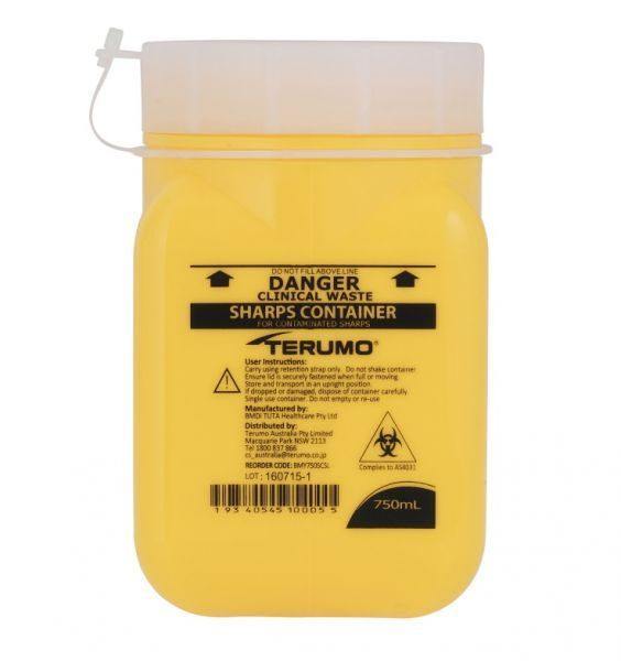 Sharps Disposable Needle Container 750ml | THink MBC Cosmetic Tattoo Supplies